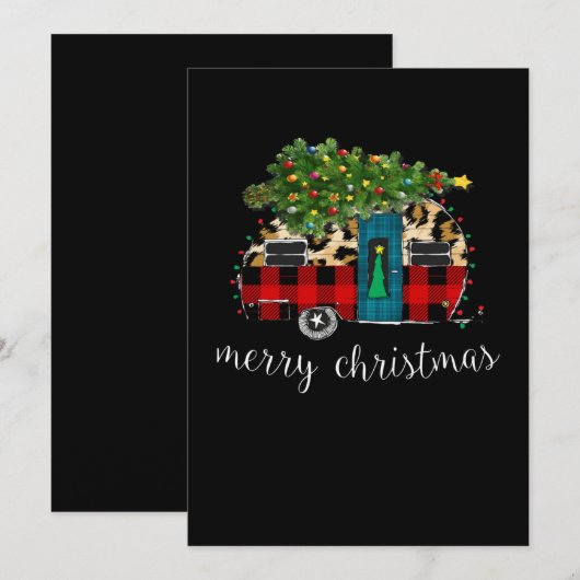 Grappige Truck Camping Camper Kerst Bizon Feestdagenkaart (Voorkant / Achterkant)