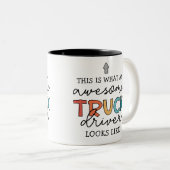 Grappige Truck Driver Waardering Gift Tweekleurige Koffiemok (Voorkant rechts)