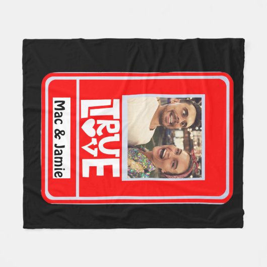 GRAPPIGE True Love Couple's Foto Namen Fleece Deken (Voorkant (Horizontaal))