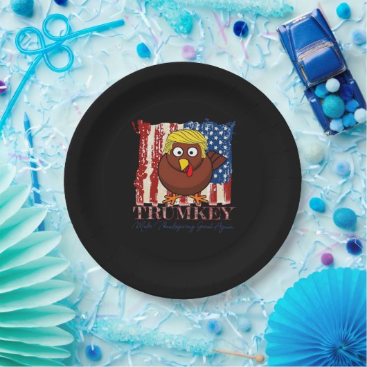Grappige trumkey maakt Thanksgiving weer geweldig Papieren Bordje (Feest)