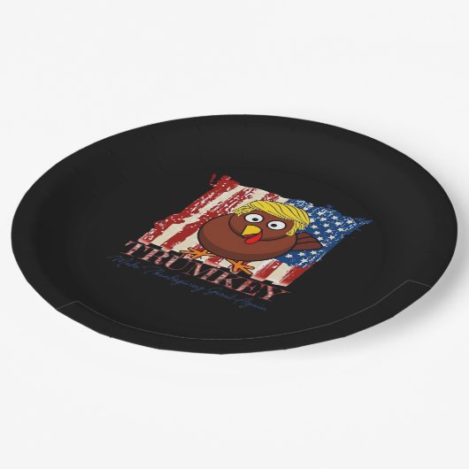 Grappige trumkey maakt Thanksgiving weer geweldig Papieren Bordje (Gekanteld)