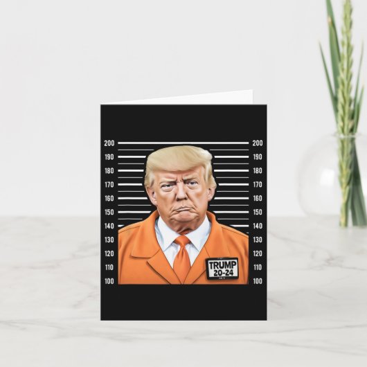 Grappige Trump 2024 Gevangene Mugshot Kaart (Voorkant)