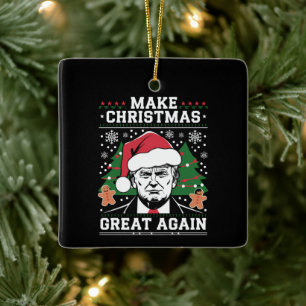 Grappige Trump 2024 Maak Kerstmis weer geweldig  Keramisch Ornament