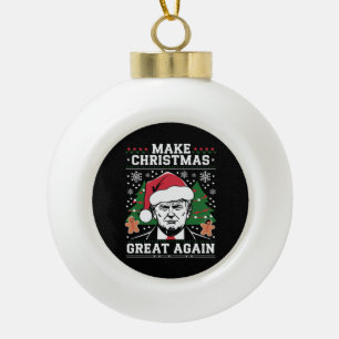 Grappige Trump 2024 Maak Kerstmis weer geweldig  Keramische Bal Ornament