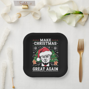 Grappige Trump 2024 Maak Kerstmis weer geweldig  Papieren Bordje