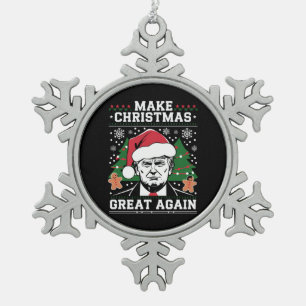 Grappige Trump 2024 Maak Kerstmis weer geweldig  Tin Sneeuwvlok Ornament