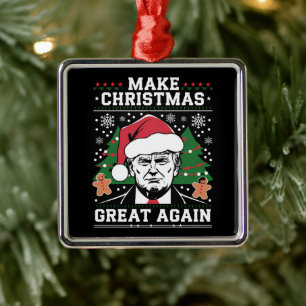 Grappige Trump 2024 Maak Kerstmis weer Groot  Metalen Ornament