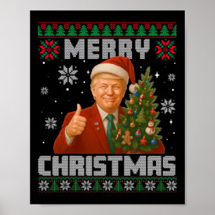Grappige Trump 2025 Prettig Kerstmis Boom Lelijke  Poster
