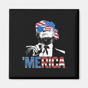Grappige Trump 4 juli Merica Amerikaanse vlag zonn Magneet
