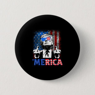 Grappige Trump 4 juli Merica Amerikaanse vlag zonn Ronde Button 5,7 Cm