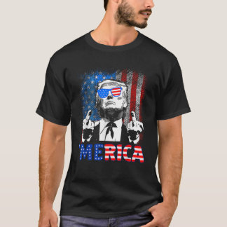 Grappige Trump 4 juli Merica Amerikaanse vlag zonn T-shirt