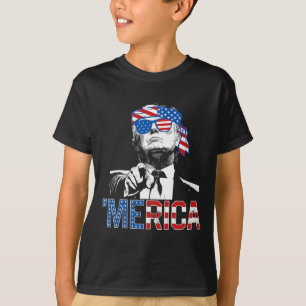 Grappige Trump 4 juli Merica Amerikaanse vlag zonn T-shirt