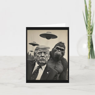 Grappige Trump Bigfoot-selfie met UFO's Weird Alie Kaart