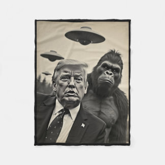 Grappige Trump Bigfoot Selfie Met Ufos Weird Alien Fleece Deken