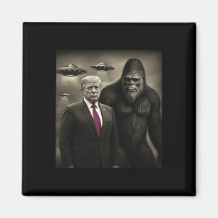 Grappige Trump Bigfoot Ufo Alien Ontmoeting Complo Magneet