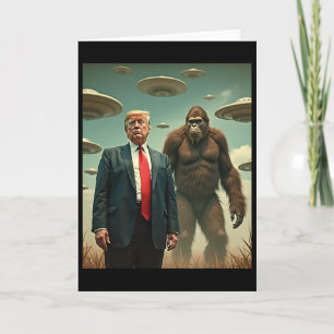 Grappige Trump Bigfoot Ufo Alien Ontmoeting Uap Vr Kaart