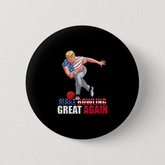 Grappige Trump Bowling Maakt Bowling Groter Dan oo Ronde Button 5,7 Cm (Voorkant)