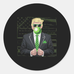 Grappige Trump Bubble Gum Groene Usa Vlag St Patri Ronde Sticker