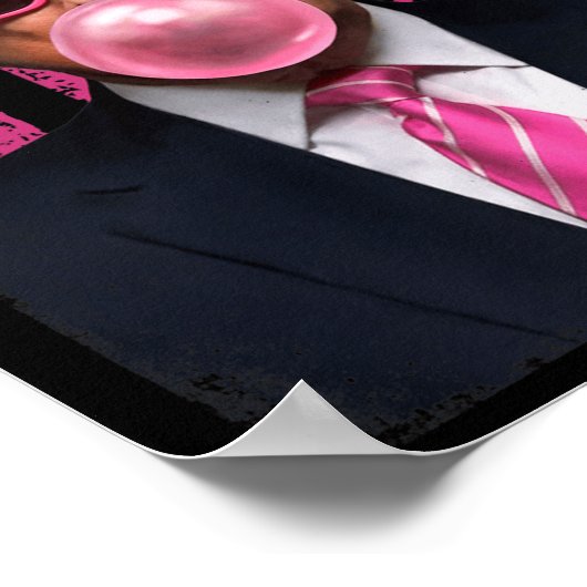 Grappige Trump Bubble Gum Pink Amerikaanse vlag Poster (Hoek)