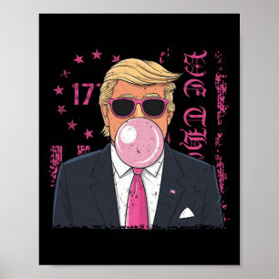 Grappige Trump Bubble Gum Retro Roze Usa Vlag Patr Poster