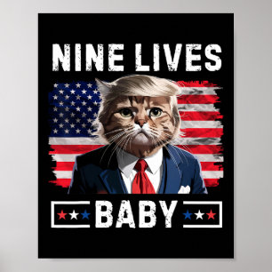 Grappige Trump Cat 9 leeft Baby Grappig Stem op Tr Poster