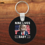 Grappige Trump Cat 9 leeft Baby Grappig Stem op Tr Sleutelhanger (Voorkant)