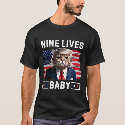 Grappige Trump Cat 9 leeft Baby Grappig Stem op Tr T-shirt (Voorkant)