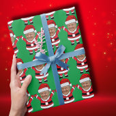 Grappige Trump Custom Gezicht Foto Santa Head Cadeaupapier