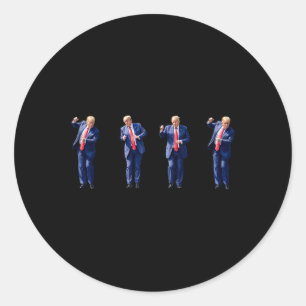 Grappige Trump dans dansen als een misdadiger stem Ronde Sticker