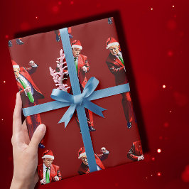 Grappige Trump Dans Kerstman Kerstmis Cadeaupapier