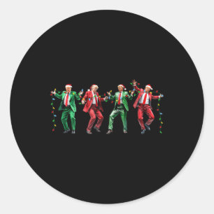 Grappige Trump Dans Kerstman Kerstmis Ronde Sticker