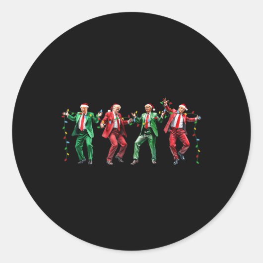 Grappige Trump Dans Kerstman Kerstmis Ronde Sticker (Voorkant)