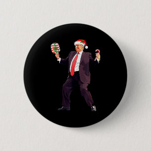 Grappige Trump Dans Kerstman Kerstmis Xmas Pickl Ronde Button 5,7 Cm