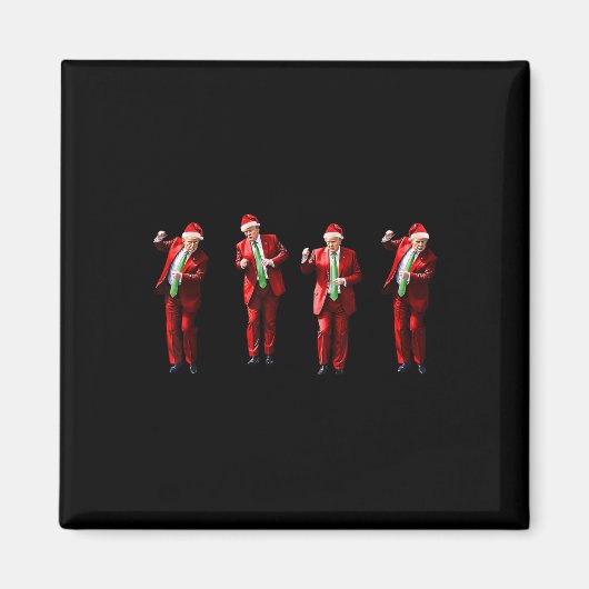 Grappige Trump Dans Kerstman Kerstmis Xmas Pyjama Magneet (Voorkant)