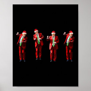 Grappige Trump Dans Kerstman Kerstmis Xmas Pyjama Poster