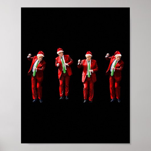 Grappige Trump Dans Kerstman Kerstmis Xmas Pyjama Poster (Voorkant)