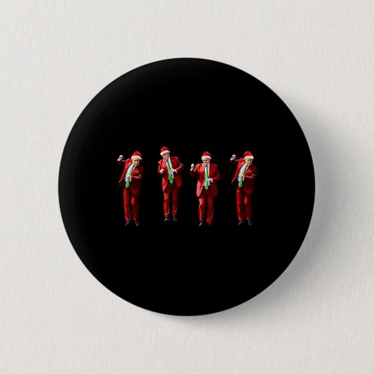 Grappige Trump Dans Kerstman Kerstmis Xmas Pyjama Ronde Button 5,7 Cm (Voorkant)