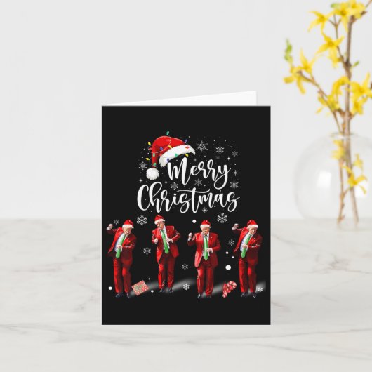 Grappige Trump Dans Kerstman Vrolijk Kerstfeest Kaart (Gele Bloem)