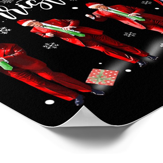 Grappige Trump Dans Kerstman Vrolijk Kerstfeest Poster (Hoek)