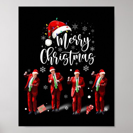 Grappige Trump Dans Kerstman Vrolijk Kerstfeest Poster (Voorkant)