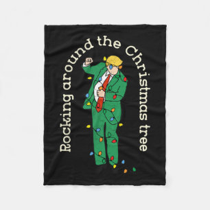 Grappige Trump-dans met licht dat rond Christus sc Fleece Deken