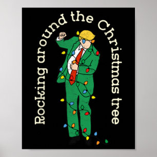 Grappige Trump-dans met licht dat rond Christus sc Poster