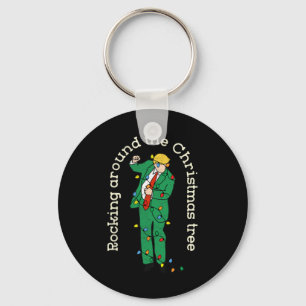 Grappige Trump-dans met licht dat rond Christus sc Sleutelhanger