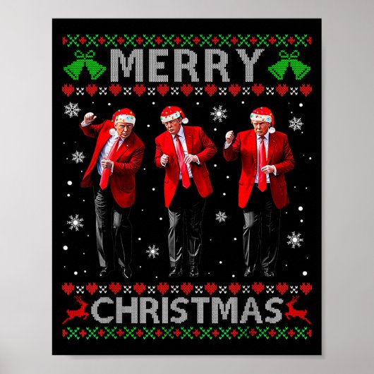 Grappige Trump-dans Prettig Kerstfeest Afzichtelij Poster (Voorkant)