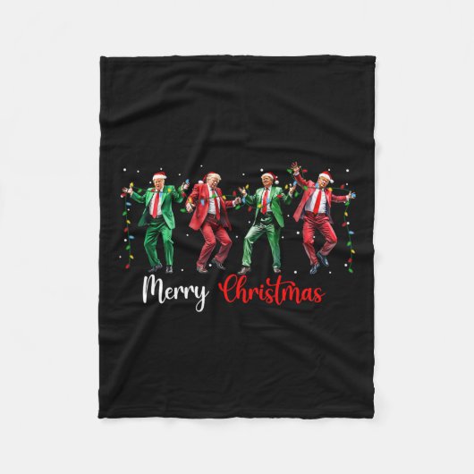 Grappige Trump Dans Sinterklaas Kerstmis Paja Fleece Deken (Voorkant)