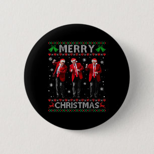 Grappige Trump Dans Vrolijke Kerst Lelijke Kerstmi Ronde Button 5,7 Cm