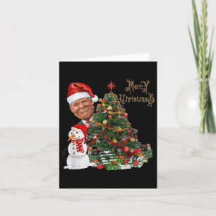 Grappige Trump draagt kerstmuts Vrolijke kerstpaja Kaart