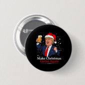 Grappige Trump Drink bier Maak Kerst 2024 Grea Ronde Button 5,7 Cm (Voorkant /achterkant)