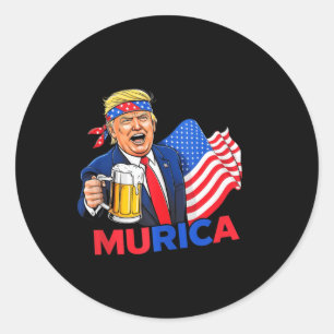 Grappige Trump Drink Bier T - shirts Maak Kerst 20 Ronde Sticker