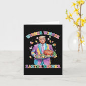 Grappige Trump Easter Egg Winner Paaseieren Diner Kaart (Gele Bloem)